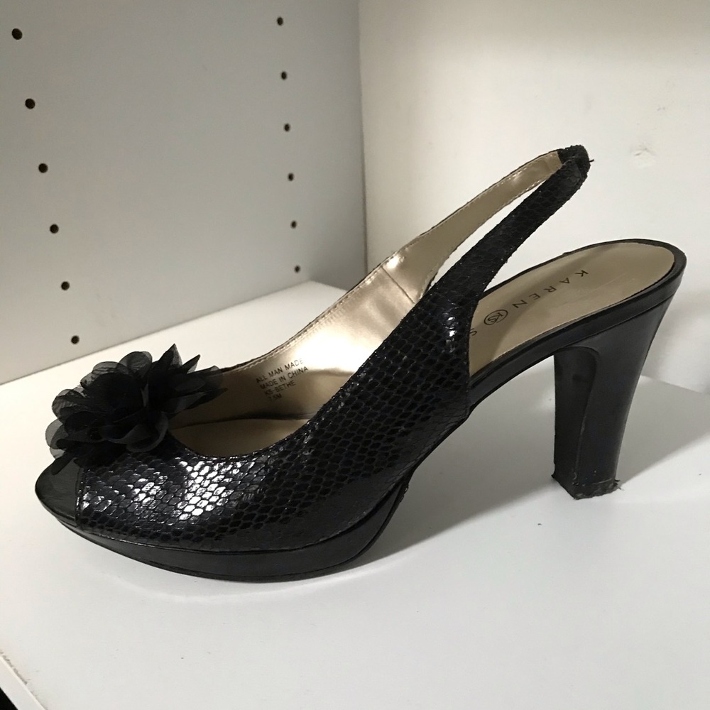 Karen Scott black peep-toe heels